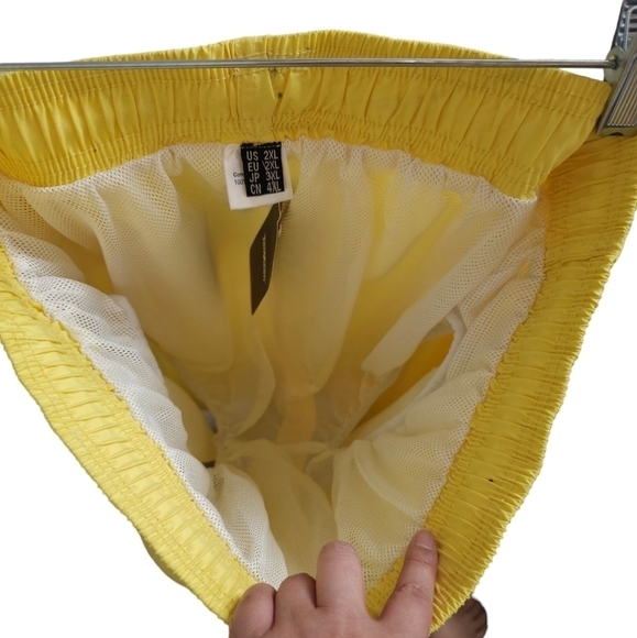 Yellow swim shorts mesh lining, pockets orange drawstring men's 2XL - Picture 5 of 10